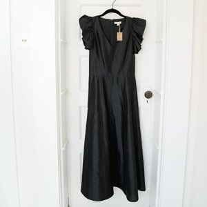 Ann Mashburn - Fit & Flare Amelie Dress Black Silk Shantung - S46884 - XS, NWT!